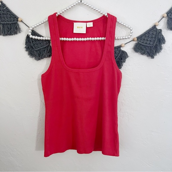 Anthropologie Maeve Racerback Ribbed Coral Tank - Picture 4 of 9